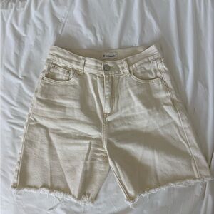 Minimalist Cream Denim Shorts